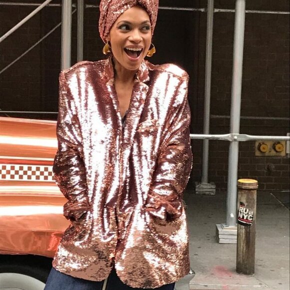 Any Old Iron Absolut Elyx Copper Sequin Blazer Jacket Size Large - Picture 13 of 13